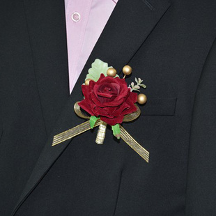 中式红色婚礼新郎新娘伴郎结婚胸花父母嘉宾贵宾商务会议襟花胸针
