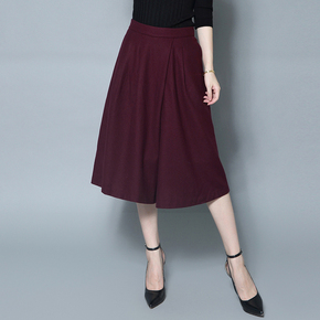 毛呢裙裤 冬 女 阔腿裤