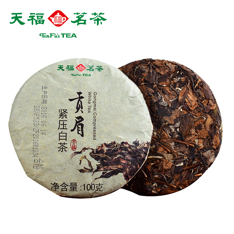 天福茗茶 贡眉白茶 福建名茶贡眉白茶 环保棉纸装 100g*2饼组合_7折