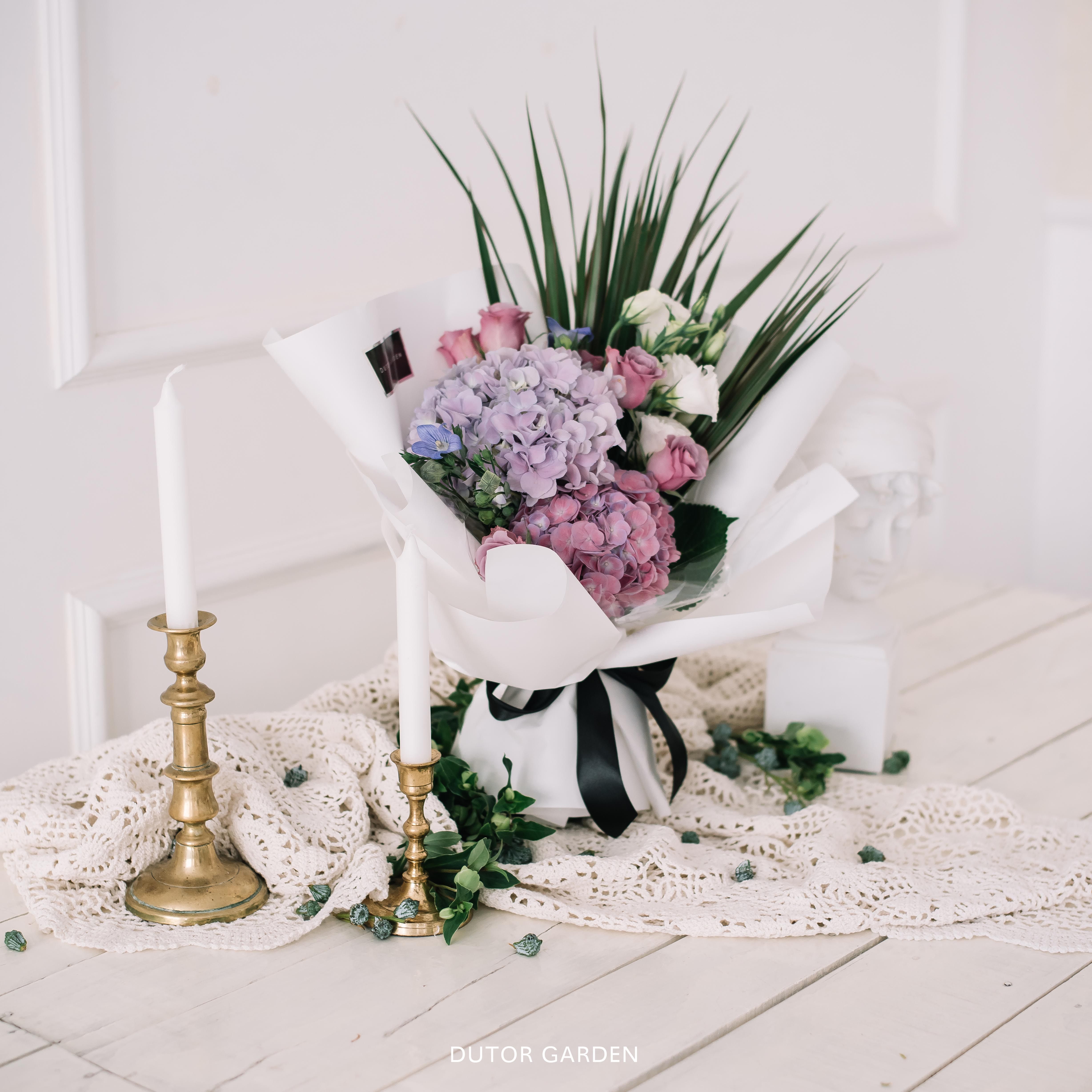 特价绣球花束 玫瑰紫_韩式清新绣球紫玫瑰花束七夕送女友生日礼物西安