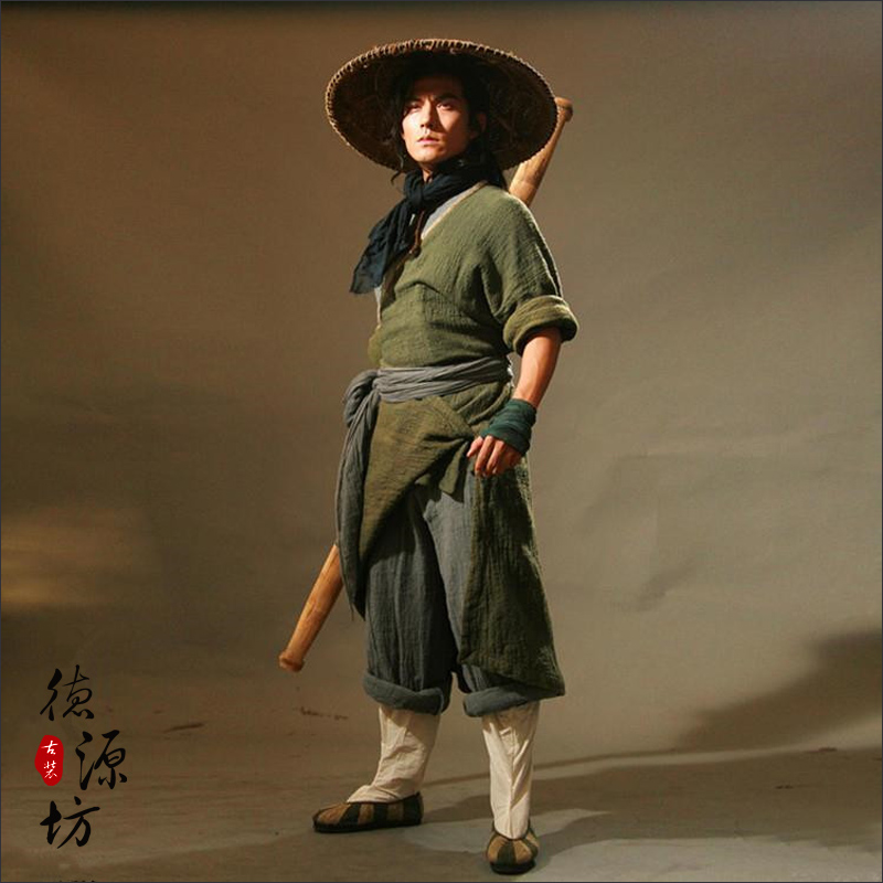 水浒传燕青同款影视古装宋代男cos古风武侠侠客服功夫棉麻演出服