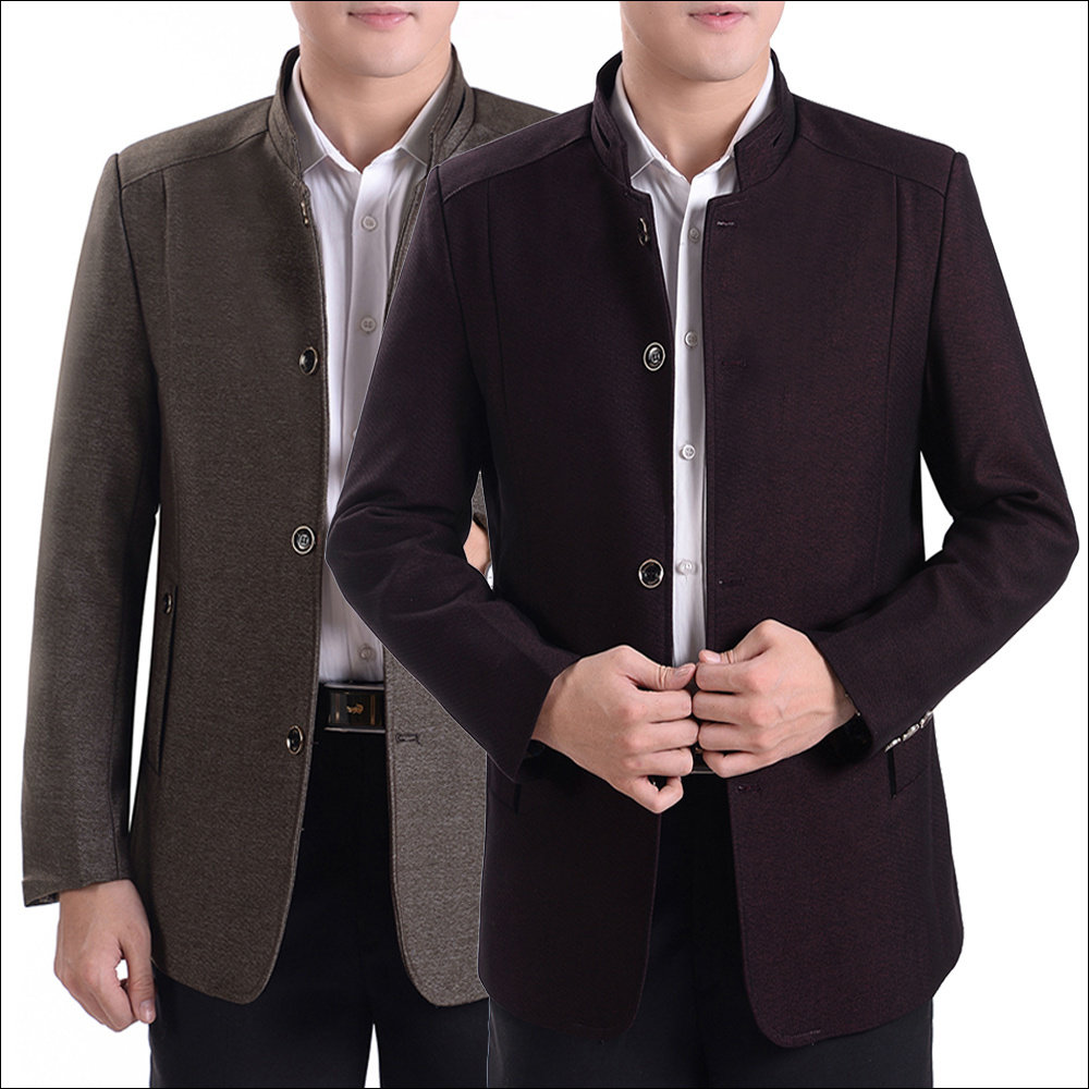 2017新款春秋冬中年男装夹克外套厚款中老年男士休闲夹克衫爸爸装