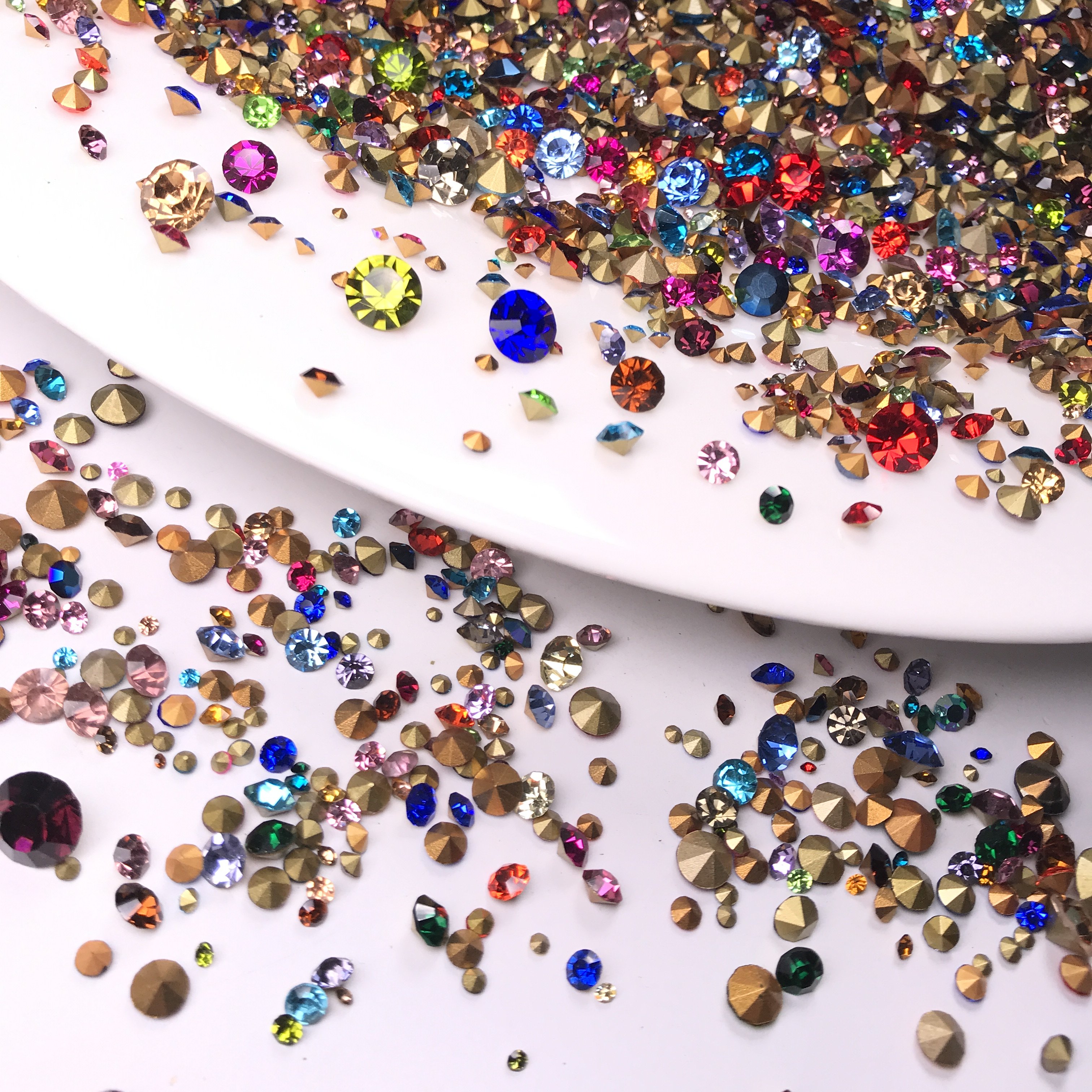 美甲饰品钻 水钻_半斤价 彩色散发玻璃尖底水钻diy饰