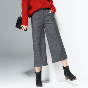 毛呢裙裤 冬 女 阔腿裤