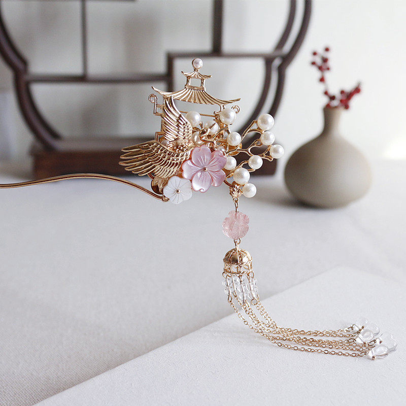 汉服配饰 头饰_玉楼春 清雅轩手工发簪汉服头饰写真造型步摇唯美长