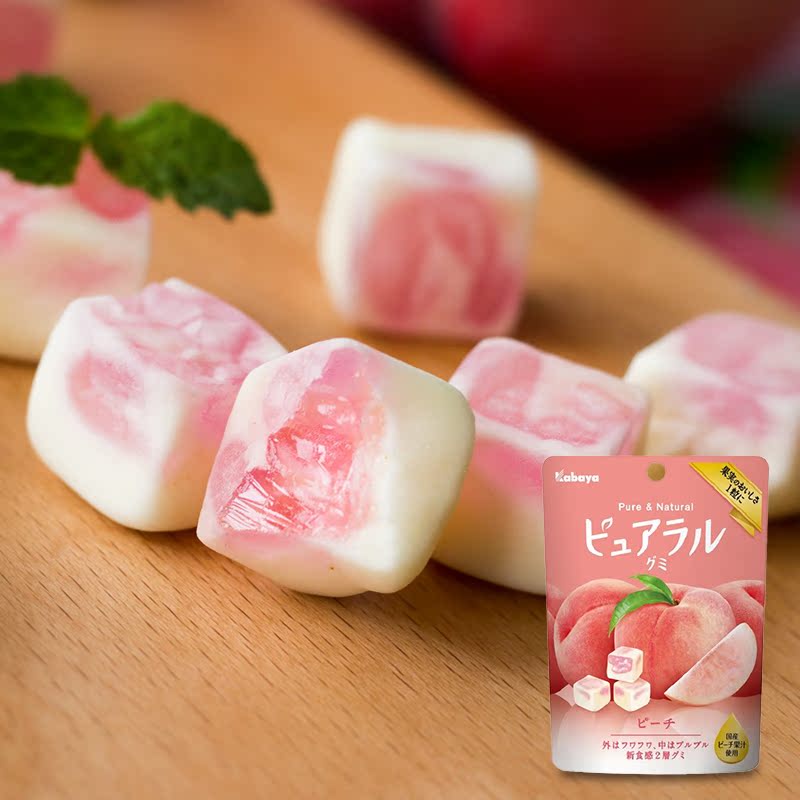 日本网红糖果 kabaya卡巴也桃子味夹心软糖 白桃味软糖45g