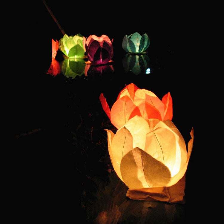 热销莲花灯 荷花灯_阻燃纸质河灯荷花莲花灯水灯祈福