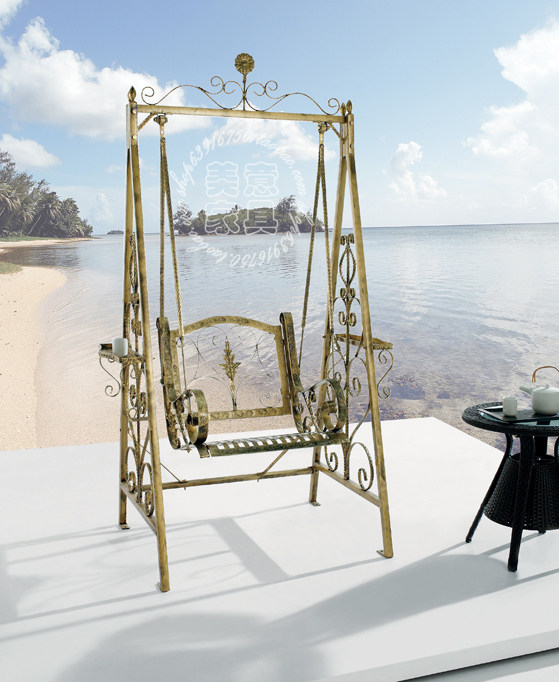 一折摇摇椅 欧式 田园_户外庭院铁艺秋千单人摇椅欧式简约吊篮田园