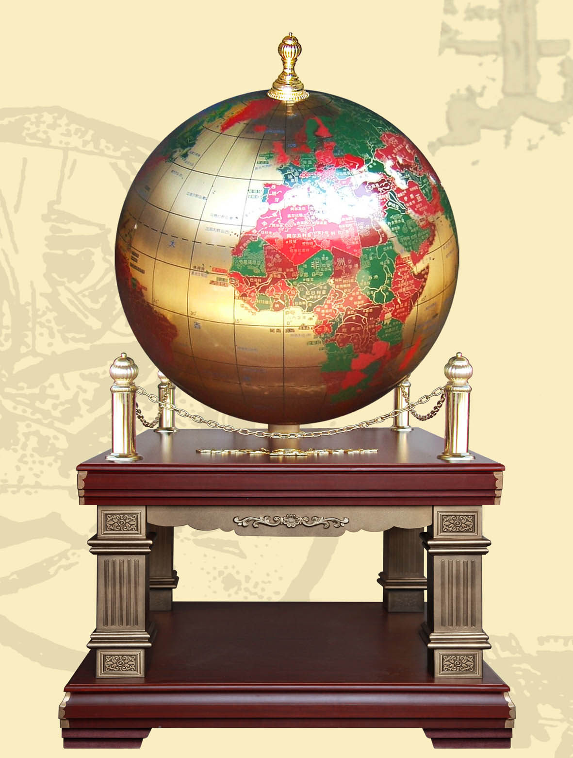 热销办公室摆件 公司_纯铜浮雕地球仪办公室摆设铜质工艺品摆件公司