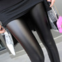 韩国 春款pu仿皮打底裤 加绒高腰皮裤 女士外穿紧身小脚裤长裤子