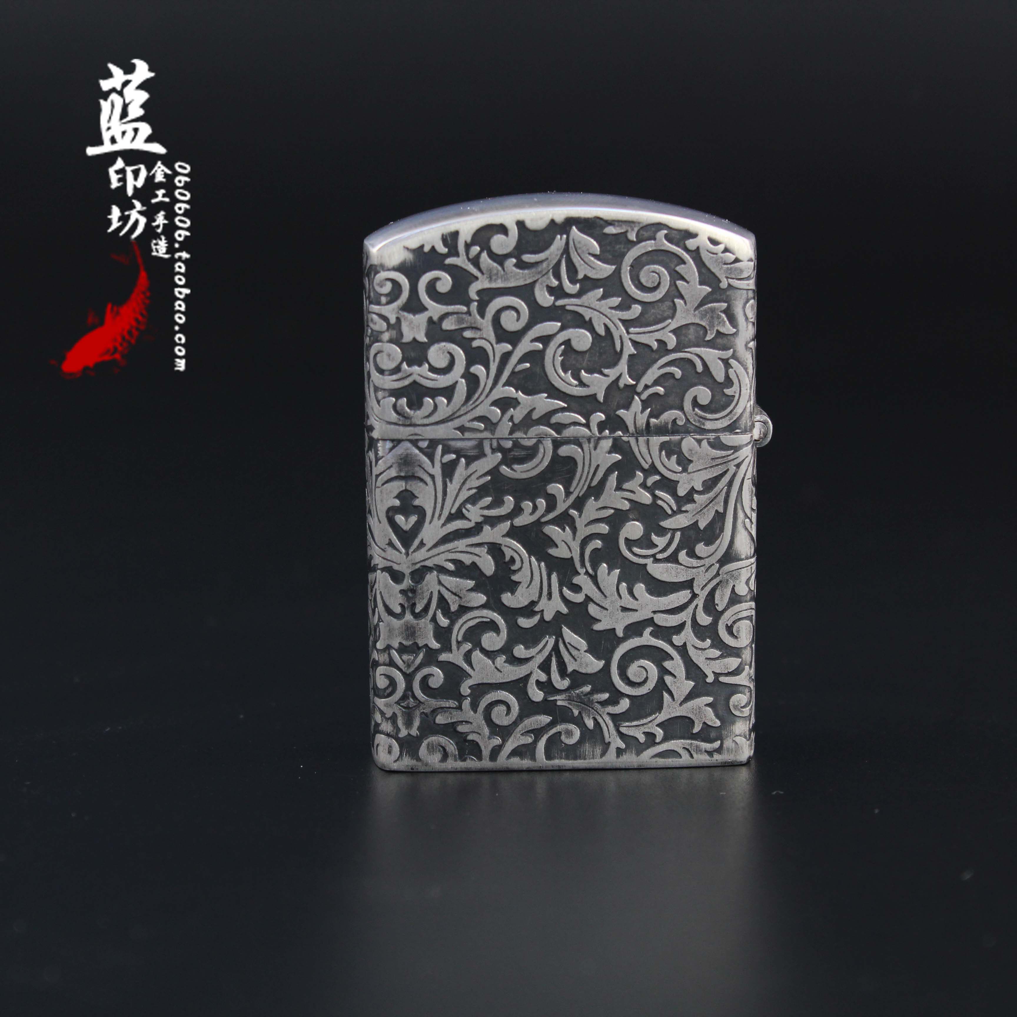 zippo打火机 纯银_纯银唐草花纹打火机zippo辟邪手工银器新款正品送男