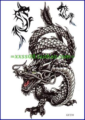 青龙图腾 男女款防水刺青 腾龙邪龙纹身贴纸 影楼彩绘贴h59_双氙车灯