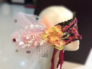 浪漫花朵彩色花朵流苏美丽公主面具女万圣节派对假面舞会