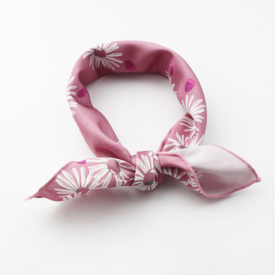 flora设计韩版日系少女蒲公英方巾复古粉丝巾夏装饰领巾发带百搭