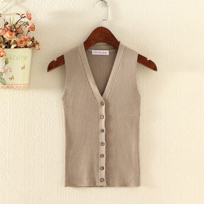 针织 纽扣 背心
