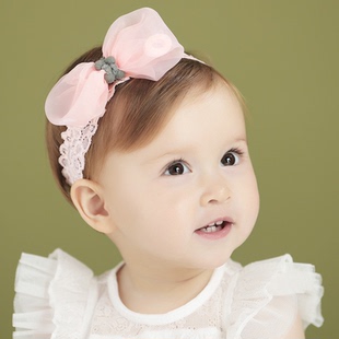 2017日韩宝宝小女孩公主女童头饰发带儿童蝴蝶结网纱发饰韩国饰品