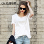 2016新款夏装欧美亚麻女装宽松纯白色棉麻t恤女士短袖上衣打底衫