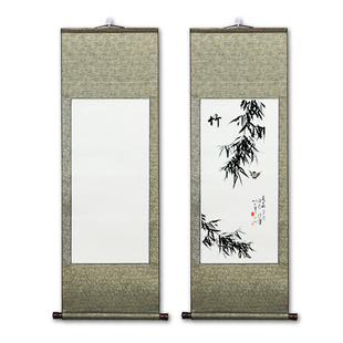 宣纸空白画轴 四尺全绫精装裱卷轴书法国画挂轴书画立轴订制批发