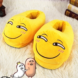 滑稽表情拖鞋棉拖鞋qq表情拖鞋emoji卡通毛绒拖鞋秋冬保暖全拖