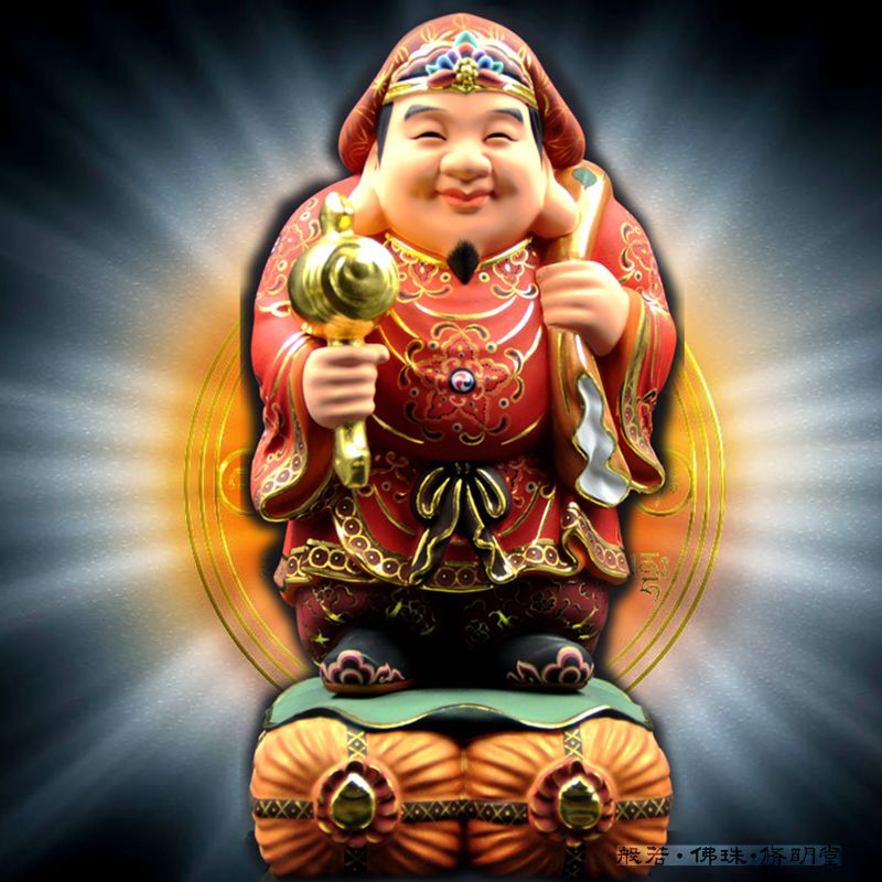 修明堂包邮开光三面大财神五寸纯铜贴真金大黑天唐密财神佛像摆件