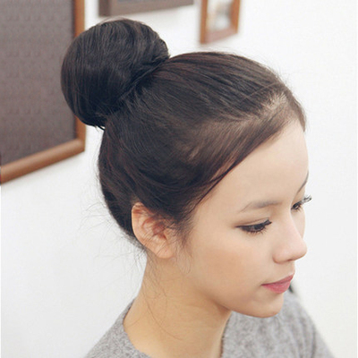 丸子头假发包蓬松自然女真发花苞头盘头发圈假发古装发饰发包头花