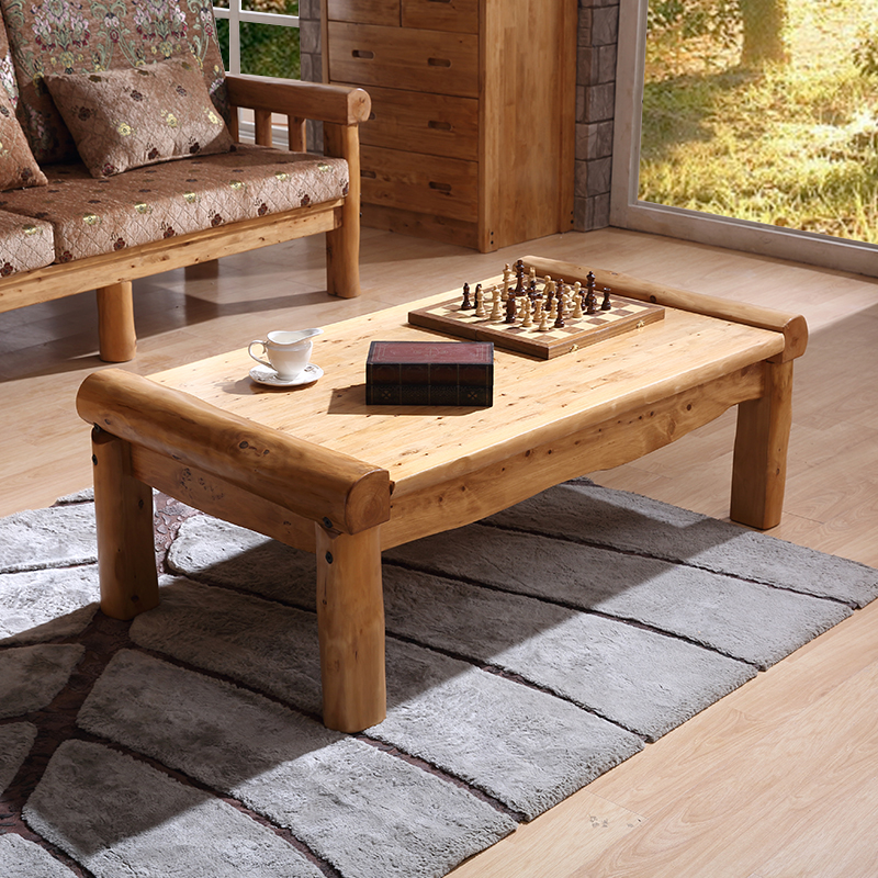 热销实木茶几 原木_纯全实木茶几现代中式茶几柏木客厅家具环保原木