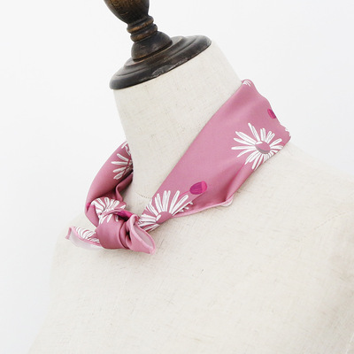 flora设计韩版日系少女蒲公英方巾复古粉丝巾夏装饰领巾发带百搭