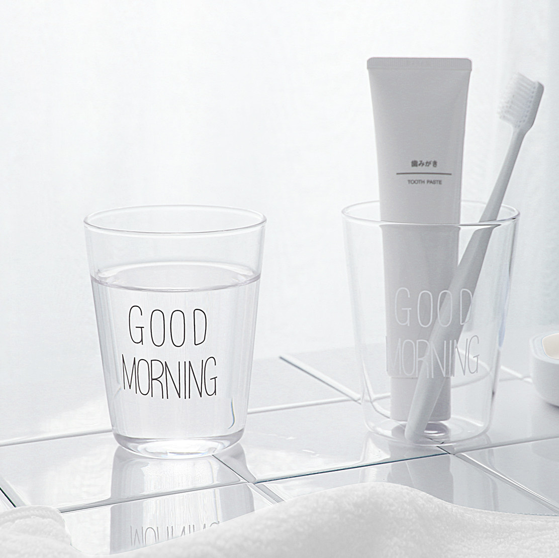 牙刷缸漱口杯创意韩版卫生间家用玻璃透明日式