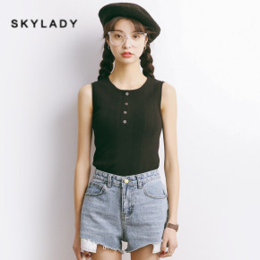 针织 纽扣 背心