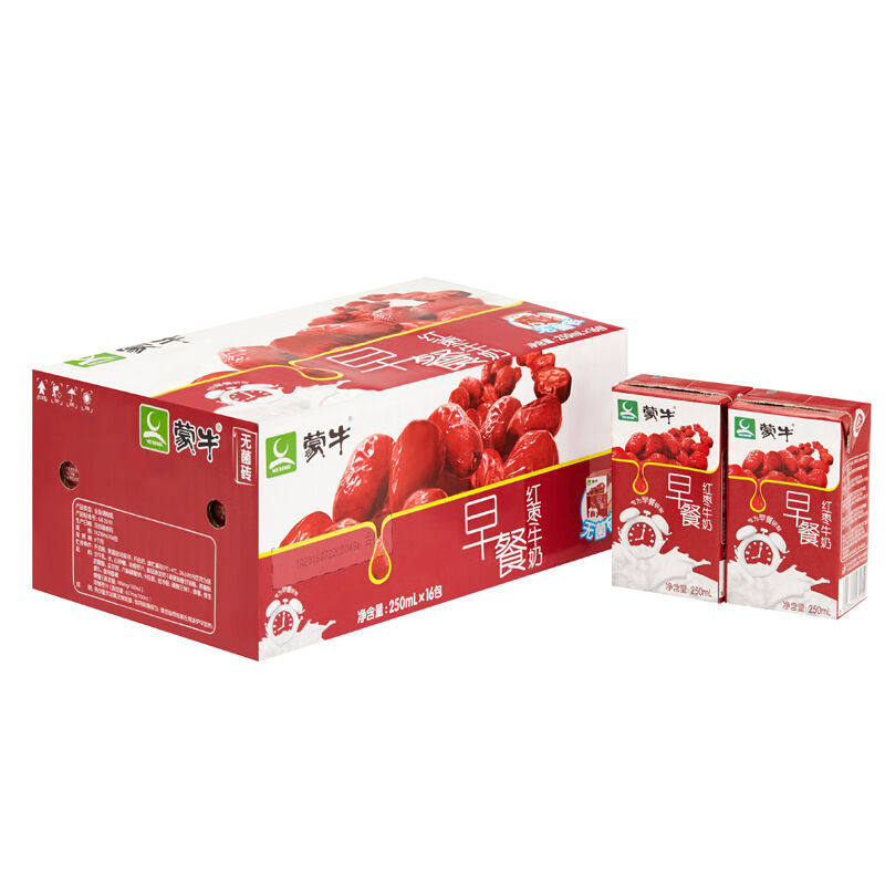 红枣牛奶_正品蒙牛早餐奶红枣味250ml整箱16盒牛奶饮品特价促销箱广东