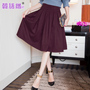 韩语琳空间2016春装优雅韩版女装修身显瘦百搭高腰褶皱伞摆半身裙