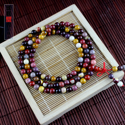 天然西瓜红石玉器女士108粒念珠手链精品diy手工女生日礼物手串_7折