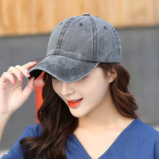 帽子春季男士韩版潮棒球帽纯色百搭休闲短帽檐女士水洗鸭舌帽帽