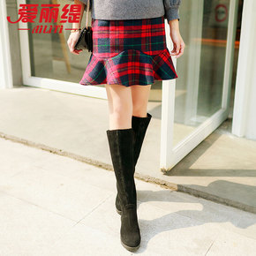 红格子包臀裙 短裙
