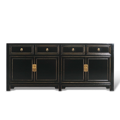 新中式餐边柜黑漆复古简约鞋柜储物电视柜客厅玄关装饰古典装饰柜