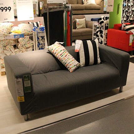 【ikea/宜家专业国内代购】 维姆勒 双人沙发 布艺沙发深绿色_7折现价