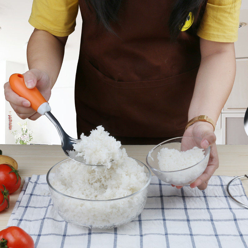 盛饭勺子不粘米饭家用大的电饭煲勺子大号汤匙不锈钢加厚长柄塑料