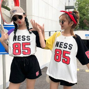 女夏2018洋气时尚学生宽松短袖短裤跑步运动