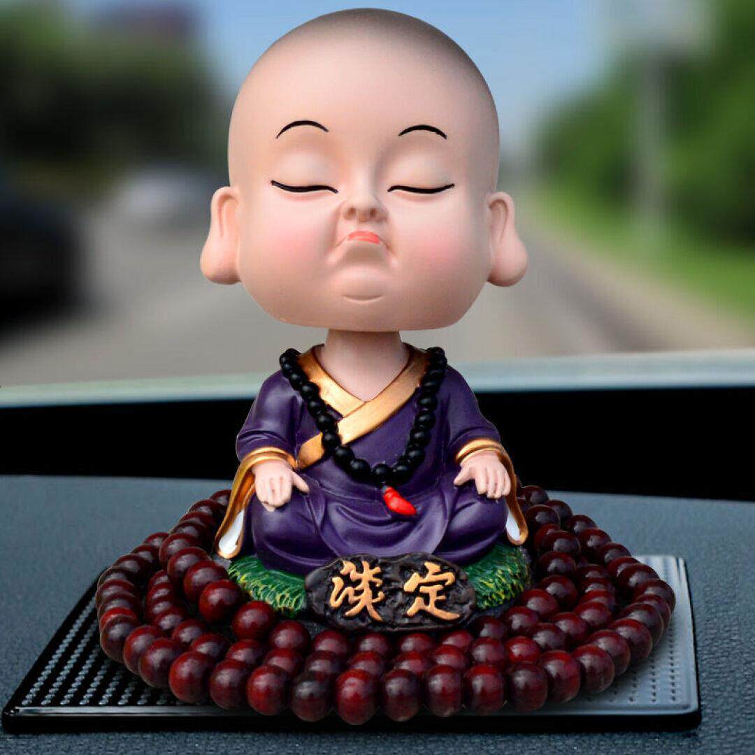 佑凌 创意 摇头弥勒佛像卡通小和尚汽车摆件可爱车饰品车载平安