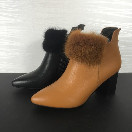 tommys queen 品牌断码清仓真皮女鞋17秋新款短筒高跟侧拉链靴子_7折