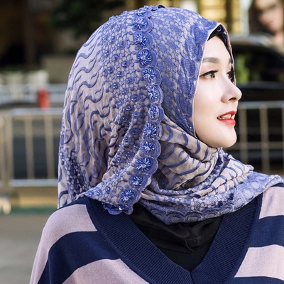 穆斯林新款索班纱巾卡俪思特松柏之恋真丝款头巾回族盖头长巾正品