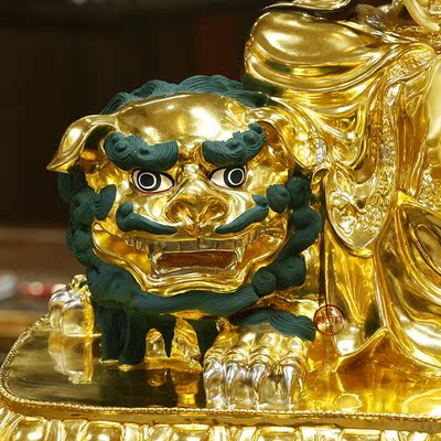 宝成佛具佛教用品台湾宝华佛像纯铜贴金文殊普贤菩萨文殊师利摆件