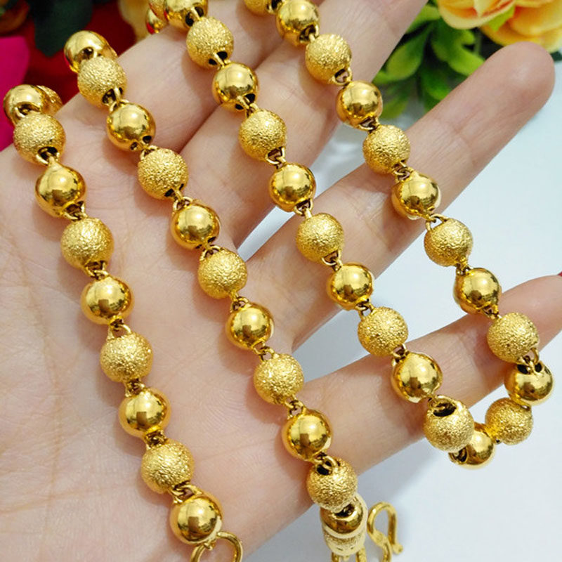 圆珠链_越南沙金项链男士实心光面圆珠链情侣镀金项链欧币仿真黄金