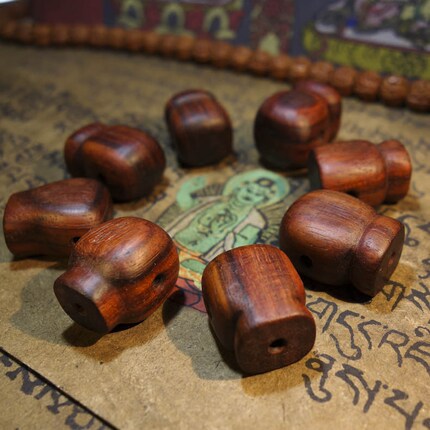 玑缘 血龙木佛珠佛头藏式一体三通佛头 文玩金刚星月手串菩提配饰_不