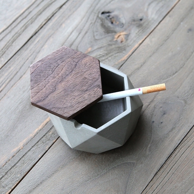 新品现代简约水泥烟灰缸器栖精制工业风清水混凝土烟灰缸满百包邮