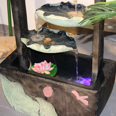 创意假山流水客厅摆件家用中式喷泉落地风景水轮简约现代加湿器