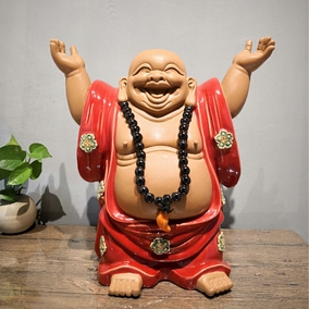 大肚弥勒佛像陶瓷笑佛供奉摆件现代中式家居客厅招财装饰石湾公仔