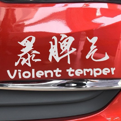暴脾气 violent temper 个性贴纸 文字定制 汽车贴纸 小划痕装饰