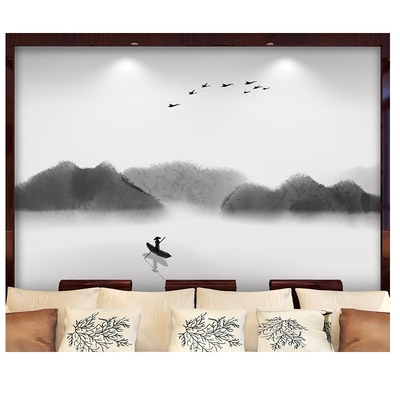 水墨山水画自粘墙贴壁纸书房贴画客厅墙画装饰品中式墙壁贴纸墙纸