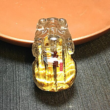 亥年珠宝开光天然金发晶貔貅吊坠新款发丝清晰晶体通透男2019款_不